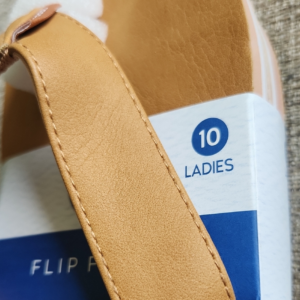 Life Is Good Brown Flip Flops with Rainbow Design - Picture 2 of 8
